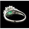 Image 3 : 0.58 ctw Emerald and Diamond Ring - Platinum