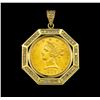 Image 1 : 1.00 ctw Diamond Coin Pendant - 14KT Yellow Gold