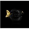 Image 2 : Black Onyx and Diamond Ring - 18KT Yellow Gold