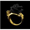 Image 4 : Black Onyx and Diamond Ring - 18KT Yellow Gold