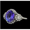 Image 1 : 3.70 ctw Tanzanite and Diamond Ring - 14KT White Gold