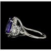 Image 3 : 3.70 ctw Tanzanite and Diamond Ring - 14KT White Gold