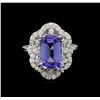 Image 1 : 6.06 ctw Tanzanite and Diamond Ring - 14KT White Gold