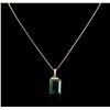 Image 2 : 14KT Rose Gold 18.78 ctw Emerald and Diamond Pendant With Chain