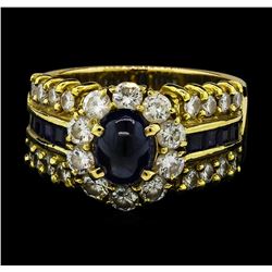 2.16 ctw Sapphire and Diamond Ring - 14-18KT Yellow Gold