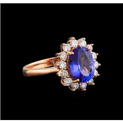 14KT Rose Gold 2.06 ctw Tanzanite and Diamond Ring