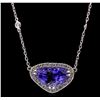 Image 1 : 14KT White Gold 5.52 ctw Tanzanite and Diamond Necklace