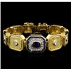 Image 1 : 2.40 ctw Blue Sapphire and Diamond Bracelet - 18KT Yellow Gold