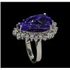 Image 4 : 12.46 ctw Tanzanite and Diamond Ring - 14KT White Gold