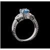 Image 4 : 2.11 ctw Blue Zircon Ring - 18KT White Gold