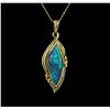 Image 2 : 14KT Yellow Gold 11.00 ctw Opal and Diamond Pendant With Chain