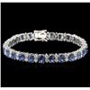 Image 1 : 14.82 ctw Blue Sapphire and Diamond Bracelet - 14KT White Gold