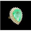 Image 1 : GIA Cert 17.66 ctw Emerald and Diamond Ring - 14KT Yellow Gold