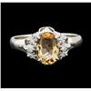 Image 2 : 1.17 ctw Imperial Topaz and Diamond Ring - Platinum