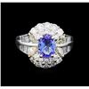 Image 2 : 1.17 ctw Tanzanite and Diamond Ring - 18KT White Gold