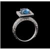 Image 4 : 4.07 ctw Blue Zircon and Diamond Ring - 18KT White Gold