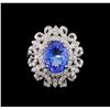 Image 2 : 5.78 ctw Tanzanite and Diamond Ring - 14KT White Gold