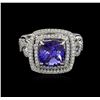 Image 2 : 18KT White Gold 3.33 ctw Tanzanite and Diamond Ring