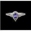 Image 2 : 14KT White Gold 0.35 ctw Tanzanite and Diamond Ring