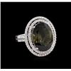 Image 1 : 8.15 ctw Green Tourmaline and Diamond Ring - 14KT White Gold