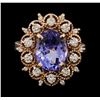 Image 2 : 4.36 ctw Tanzanite and Diamond Ring - 14KT Rose Gold