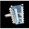 Image 1 : 9.09 ctw Aquamarine and Diamond Ring - Platinum