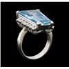 Image 4 : 9.09 ctw Aquamarine and Diamond Ring - Platinum