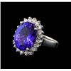 Image 1 : 8.58 ctw Tanzanite and Diamond Ring - 14KT White Gold