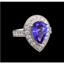 14KT White Gold 4.26 ctw Tanzanite and Diamond Ring