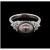 Image 2 : 0.33 ctw Pearl and Diamond Ring - 14KT White Gold