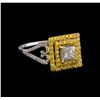 Image 1 : 0.85 ctw Diamond and Yellow Sapphire Ring - 14KT Yellow Gold