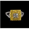 Image 2 : 0.85 ctw Diamond and Yellow Sapphire Ring - 14KT Yellow Gold