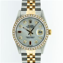 Rolex Two Tone Diamond and Ruby DateJust Men's Watch