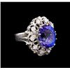 Image 1 : 12.45 ctw Tanzanite and Diamond Ring - 14KT White Gold