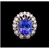 Image 2 : 12.45 ctw Tanzanite and Diamond Ring - 14KT White Gold