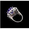 Image 3 : 12.45 ctw Tanzanite and Diamond Ring - 14KT White Gold