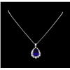 Image 2 : 14KT White Gold GIA Certified 23.12 ctw Tanzanite and Diamond Pendant With Chain