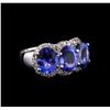 Image 1 : 6.63 ctw Tanzanite and Diamond Ring - 14KT White Gold