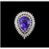 Image 2 : GIA Cert 19.38 ctw Tanzanite and Diamond Ring - 14KT White Gold