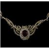 Image 1 : 3.95 ctw Ruby and Diamond Necklace - 14KT White Gold