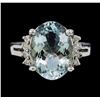 Image 2 : 5.01 ctw Aquamarine and Diamond Ring - 14KT White Gold