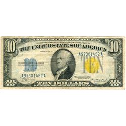 1934 $10 Fine North Africa Silver Certificate Currency