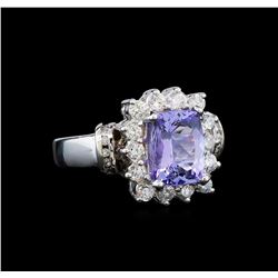 14KT White Gold 2.38 ctw Tanzanite and Diamond Ring