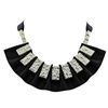 Image 2 : Hammered Metal Bars Necklace - Faux Leather/Ribbon Chain