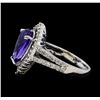 Image 3 : 4.33 ctw Tanzanite and Diamond Ring - 14KT White Gold