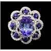 Image 2 : 3.36 ctw Tanzanite, Sapphire and Diamond Ring - 14KT White Gold