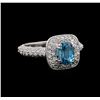 Image 1 : 1.85 ctw Blue Zircon and Diamond Ring - 14KT White Gold