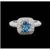 Image 2 : 1.85 ctw Blue Zircon and Diamond Ring - 14KT White Gold