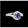 Image 1 : 0.90 ctw Blue Sapphire and Diamond Ring - 14KT White Gold