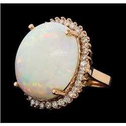 24.13 ctw Opal and Diamond Ring - 14KT Rose Gold